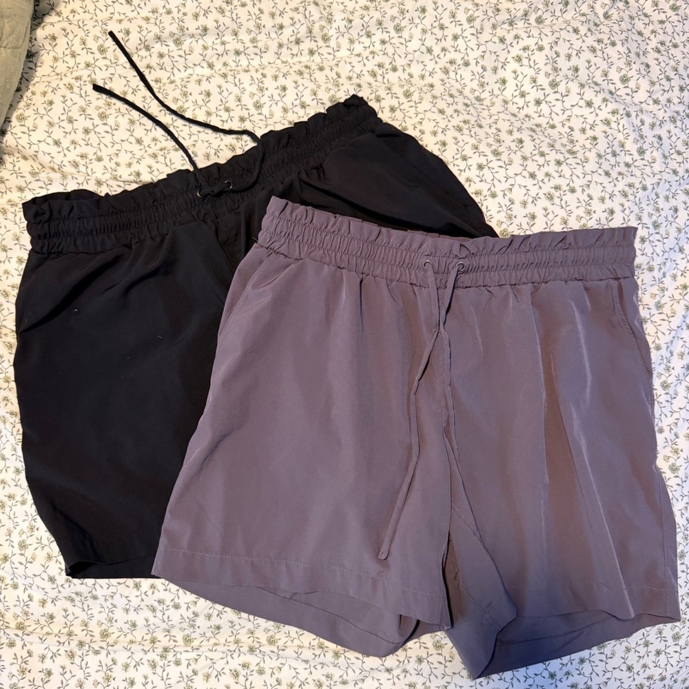 Mondetta Performance Luxury Athletic Shorts Bundle Black Purple Womens Large 2PK